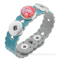 Heart Shape Leather Bracelet With Noosa Snap Button Band